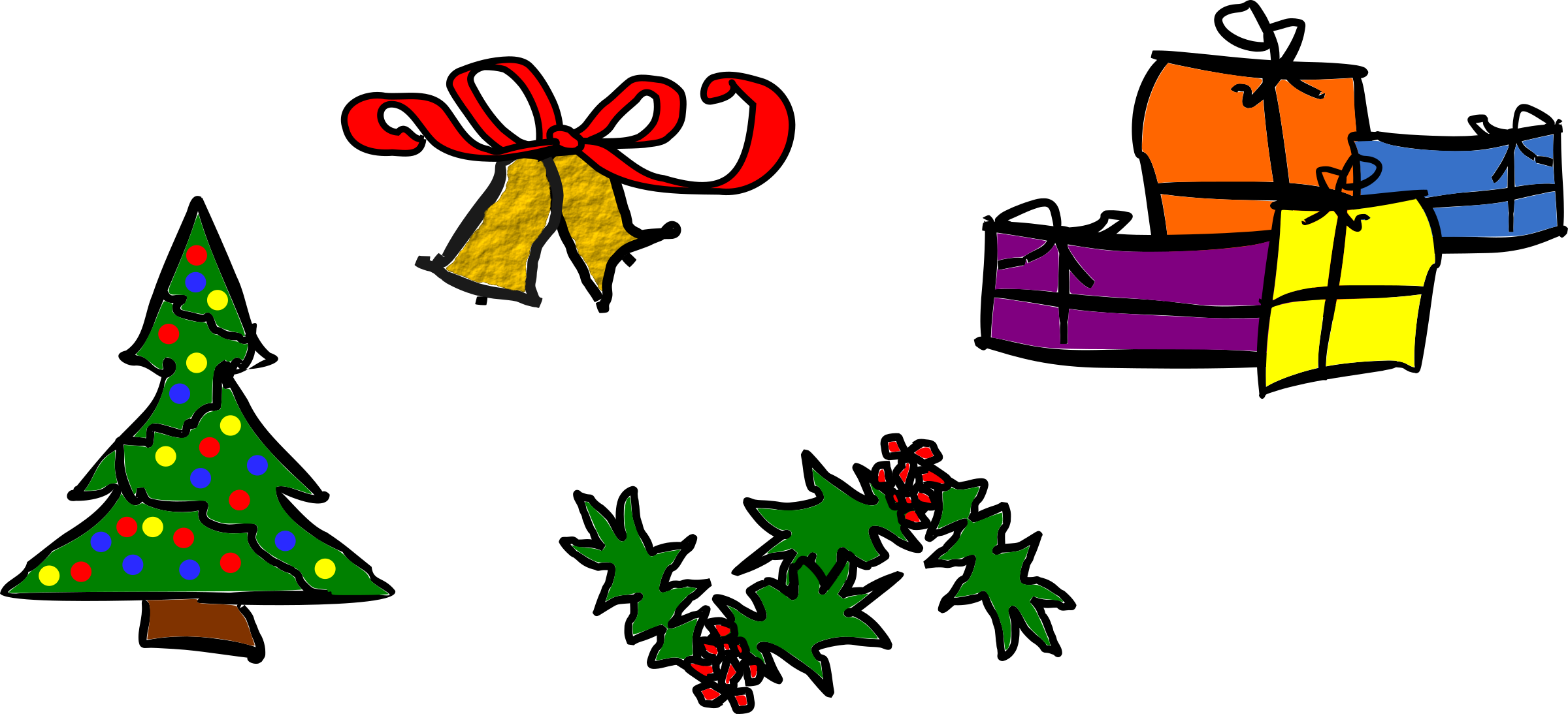 Christmas Day Christmas Tree Clip Art Christmas Gift - Christmas Motifs Free - Png Download (1645x750), Png Download