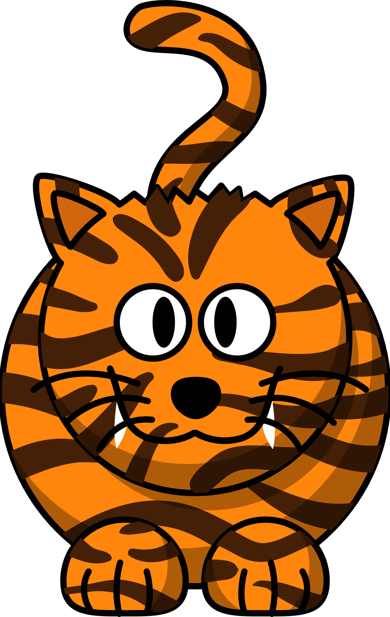 Cartoon Tiger Animal Xmas Christmas - Animals Images Cartoon Png Clipart (555x878), Png Download
