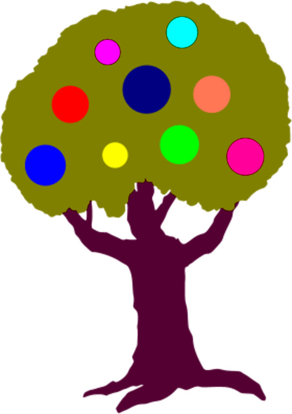 Tree With Colorful Circles Fruit - Arbol Frutos Del Espiritu Clipart (600x849), Png Download