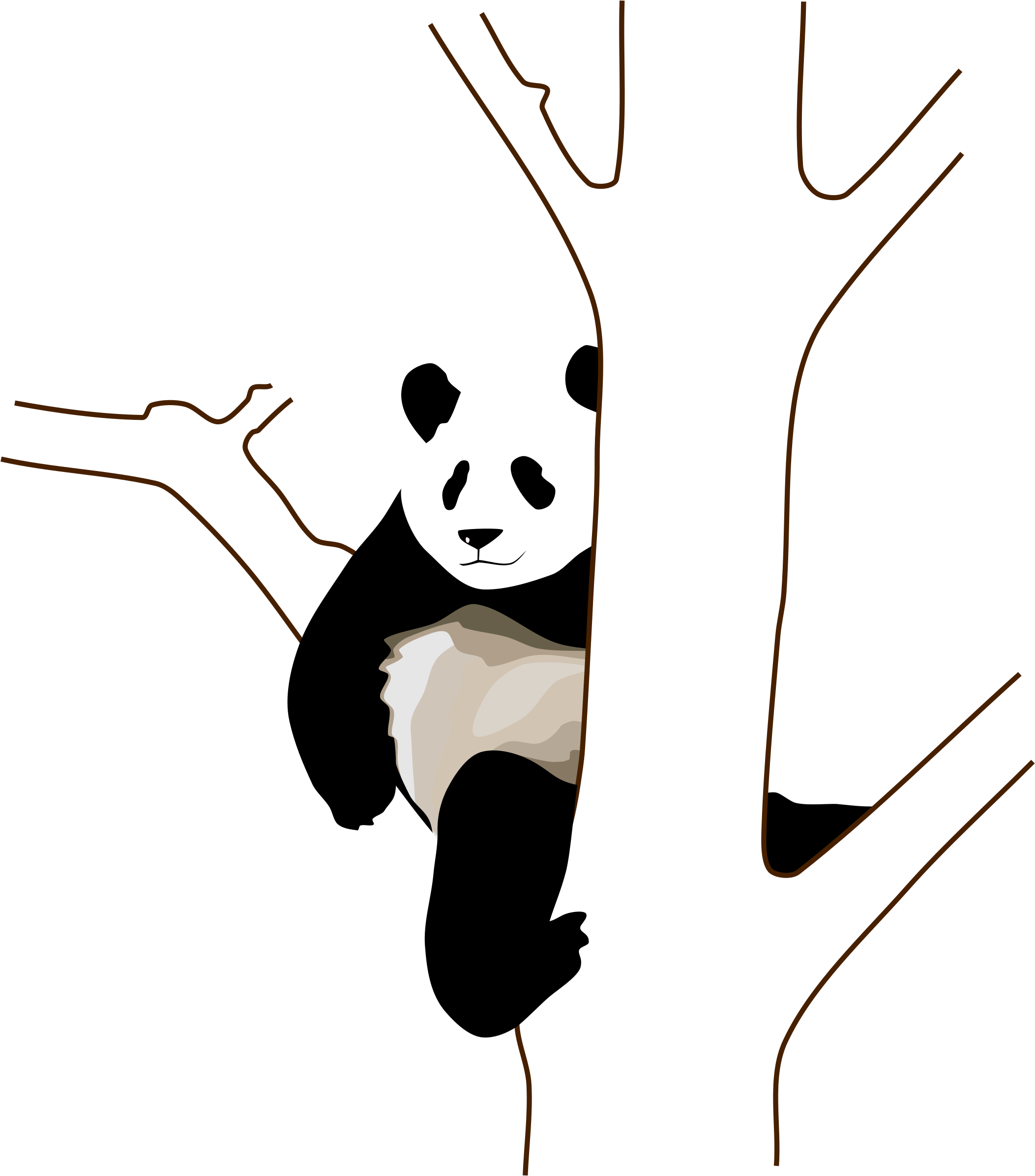 Climbing Tree Clipart Big Tree - Giant Panda Clip Art - Png Download (2109x2400), Png Download