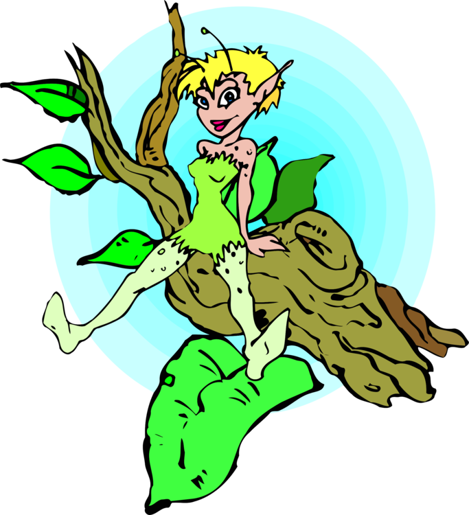 Forest Elf Tree Drawing Magic - Special Fairy Collection Fairies Cubic Zirconia Cz Clipart (683x750), Png Download