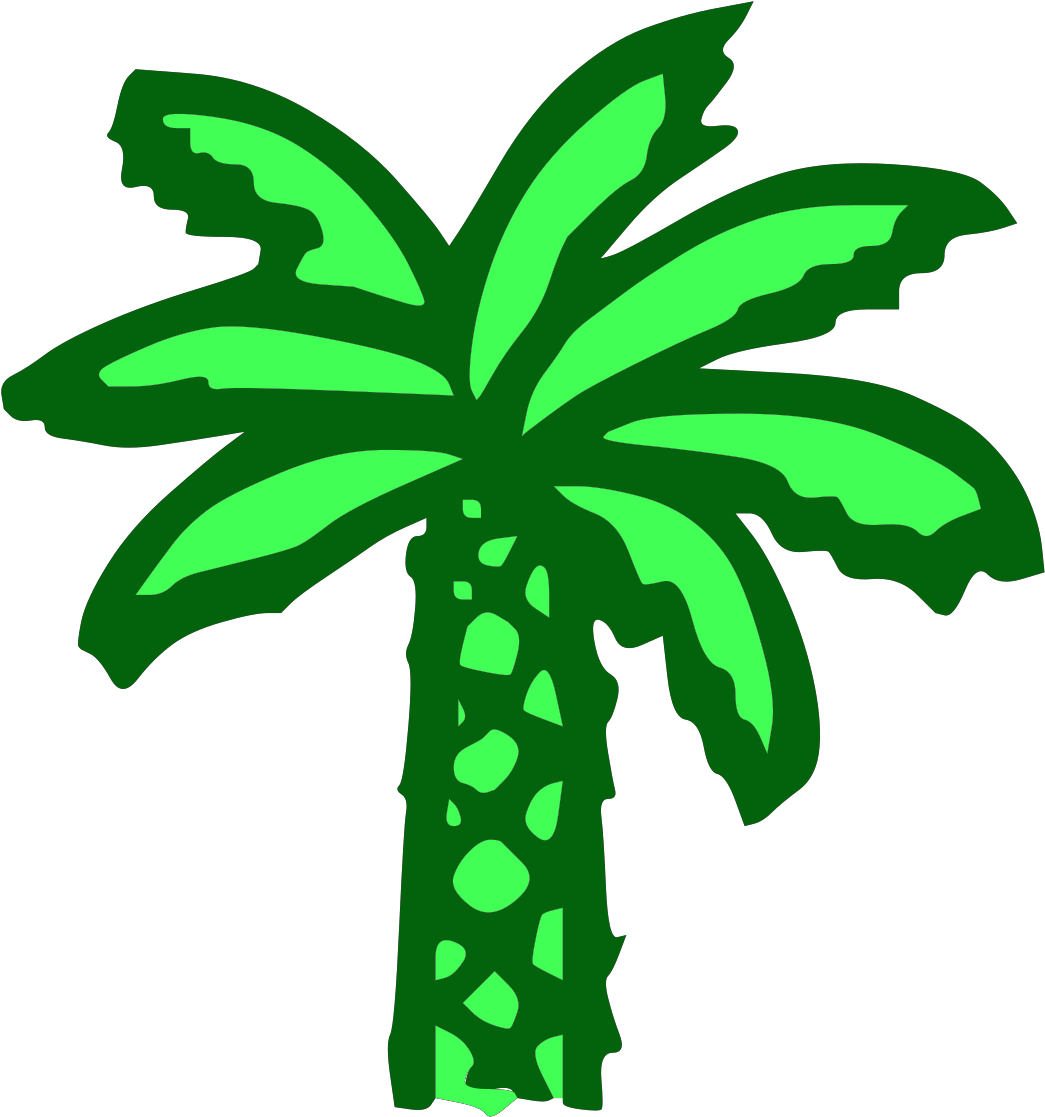 Free Vector Cartoon Green Palm Tree Clip Art Graphic - Cartoon Palm Tree - Png Download (558x598), Png Download