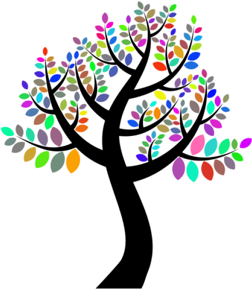 Tree Branch Trunk Art Leaf - Colorful Tree Png Clipart (530x750), Png Download