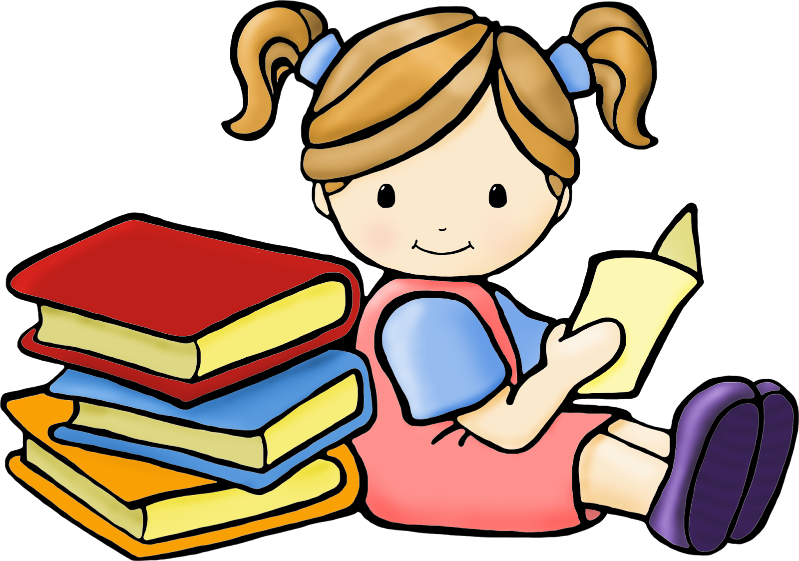 Shhh Clipart Girl Reading Book Clipart Free Download - Reading Books Clip Art - Png Download (1600x1123), Png Download