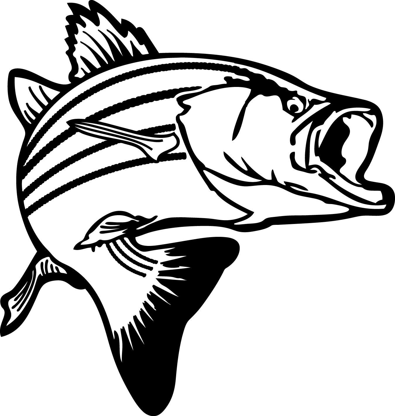 Jumping Bass Fish Clip Art Clipart Panda Free Clipart - Striped Bass Clip Art - Png Download (1350x1421), Png Download