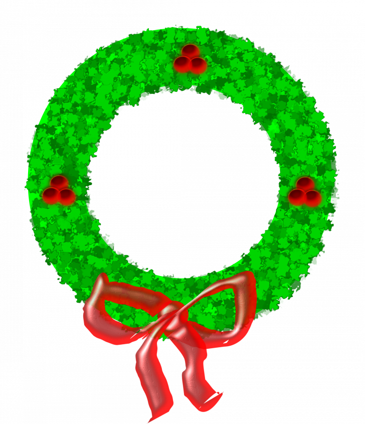 Christmas ~ Phenomenalas Wreath Clip Art Black And - Christmas Wreath Clip Art - Png Download (728x845), Png Download