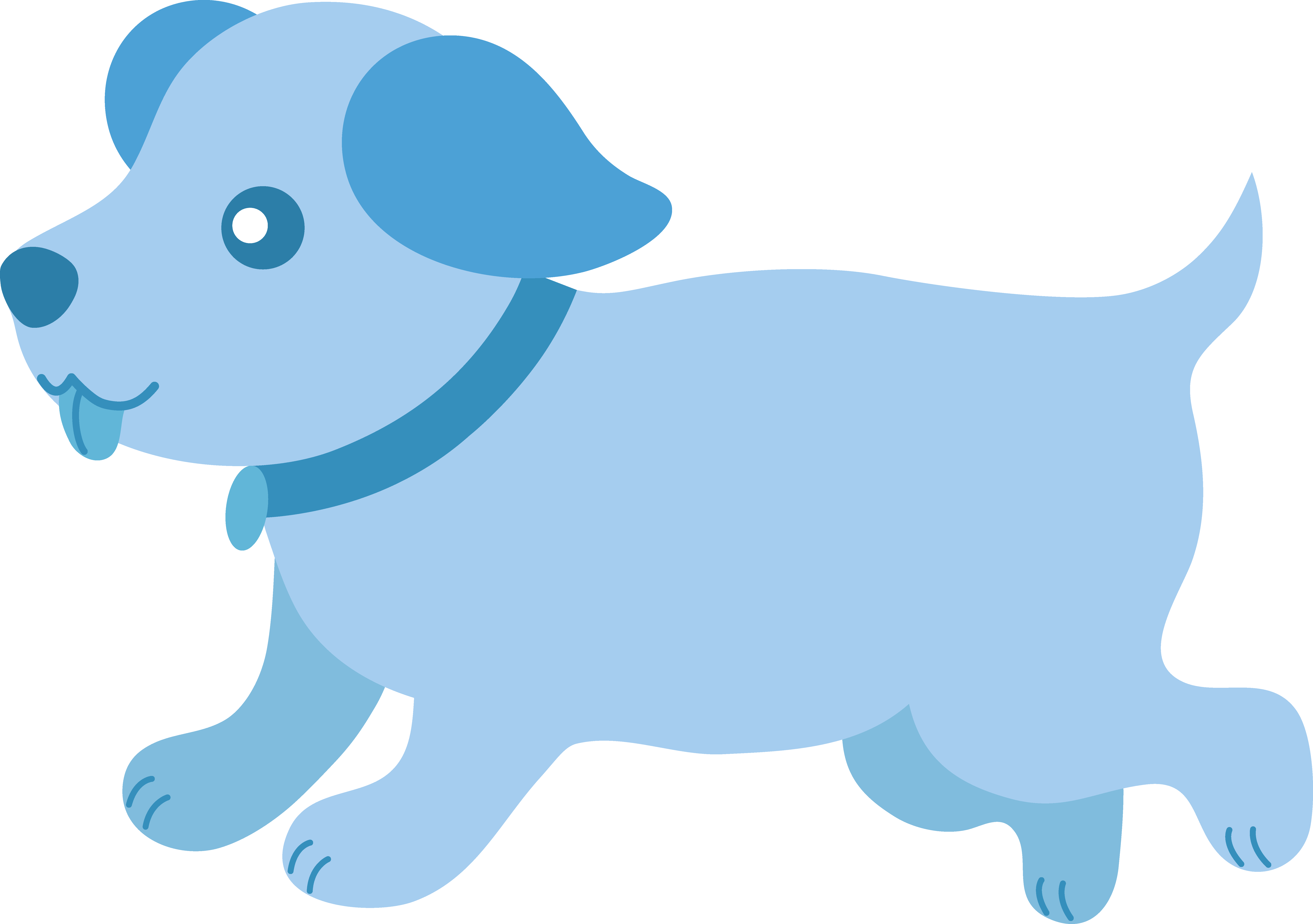 Cute Blue Puppy Running - Blue Puppy Clipart (7297x5136), Png Download
