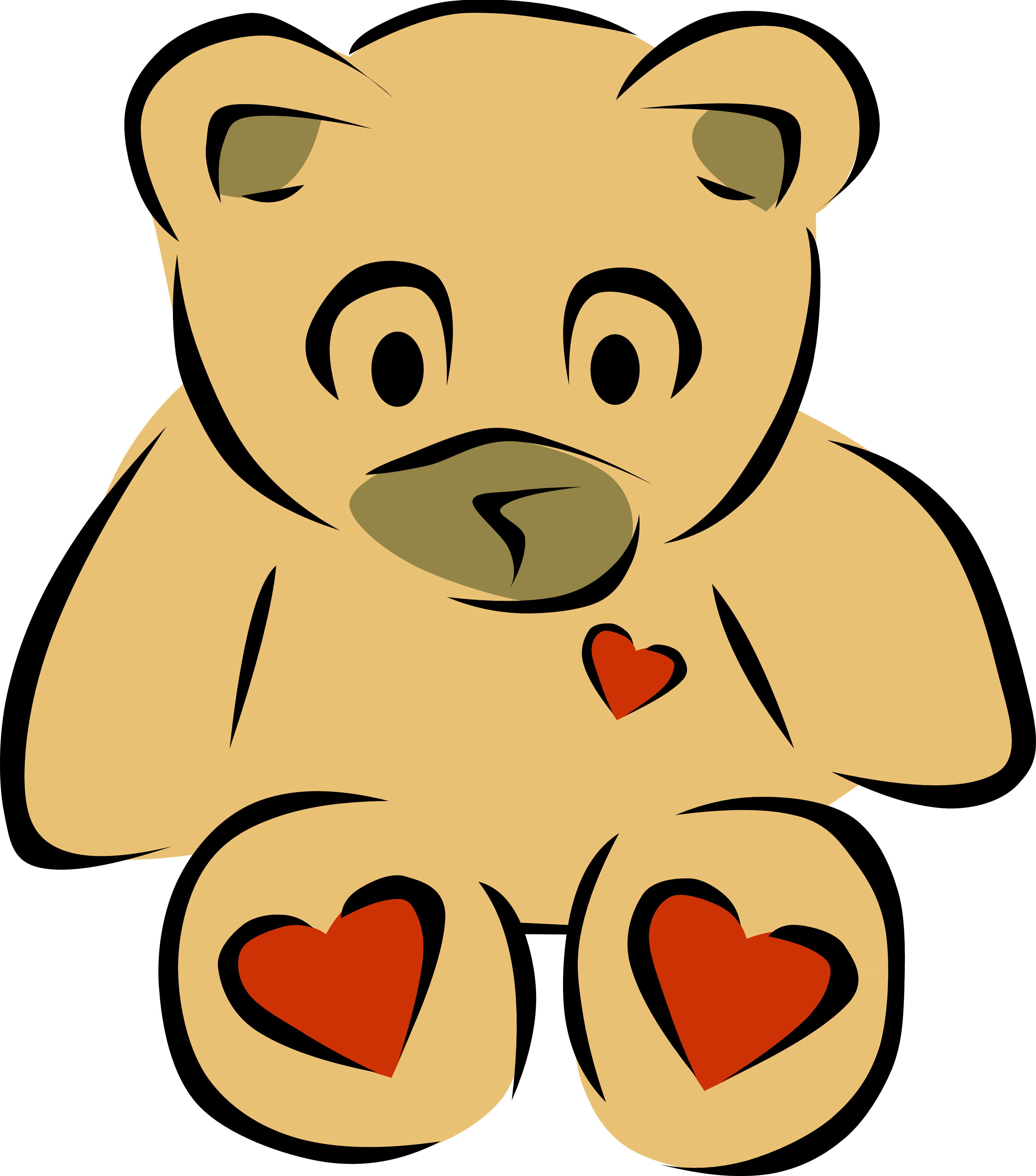 Clip Art Bear Heart 2 Christmas Xmas Teddy Bear Clipart - Teddy Bear Clip Art - Png Download (3333x3784), Png Download