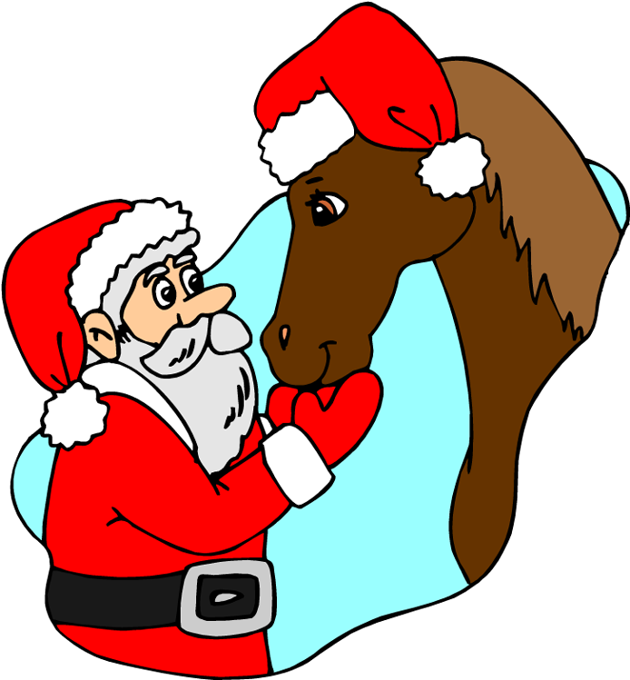 Christmas Horse Clip Art - Horse With Santa - Png Download (716x750), Png Download