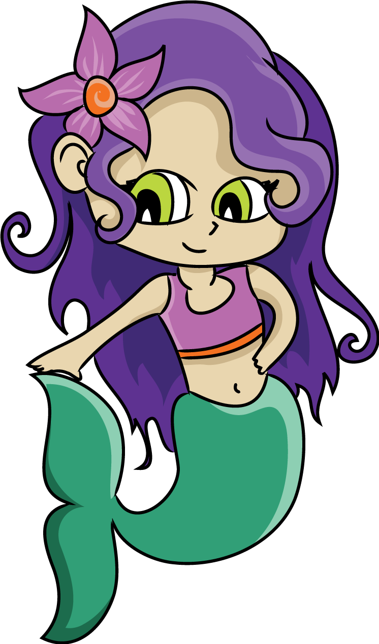 Mermaid Clipart Cartoon Mermaid - Under The Sea Mermaid Art - Png Download (746x1269), Png Download