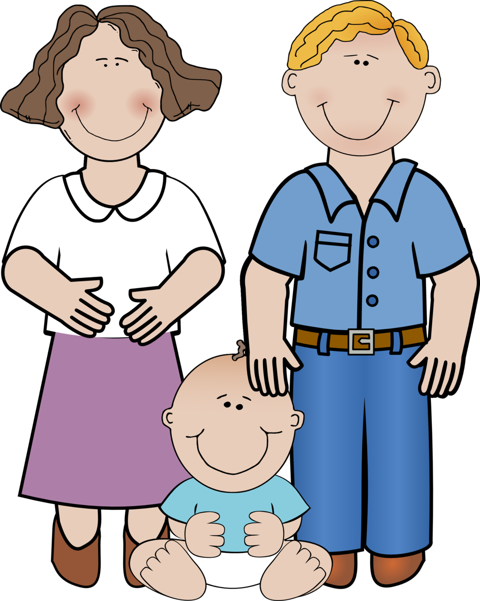 Free Clipart Families - Baby And Parent Clipart - Png Download (586x733), Png Download