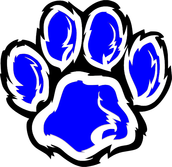 Blue Wildcat Paw Print Clipart (600x582), Png Download