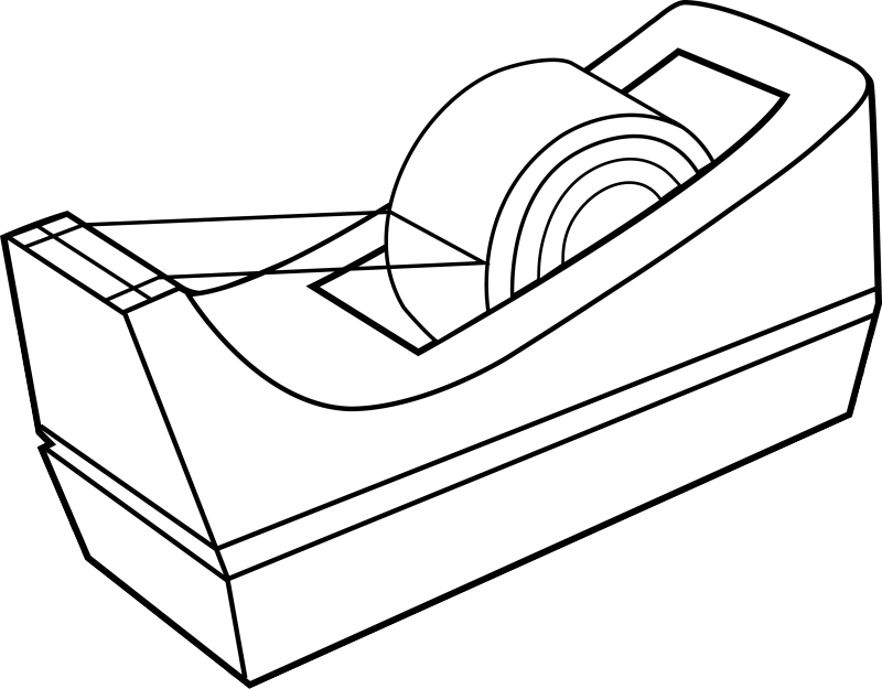 Image Stock School Supplies Clipart Black And White - Scotch Tape Clip Art - Png Download (800x625), Png Download