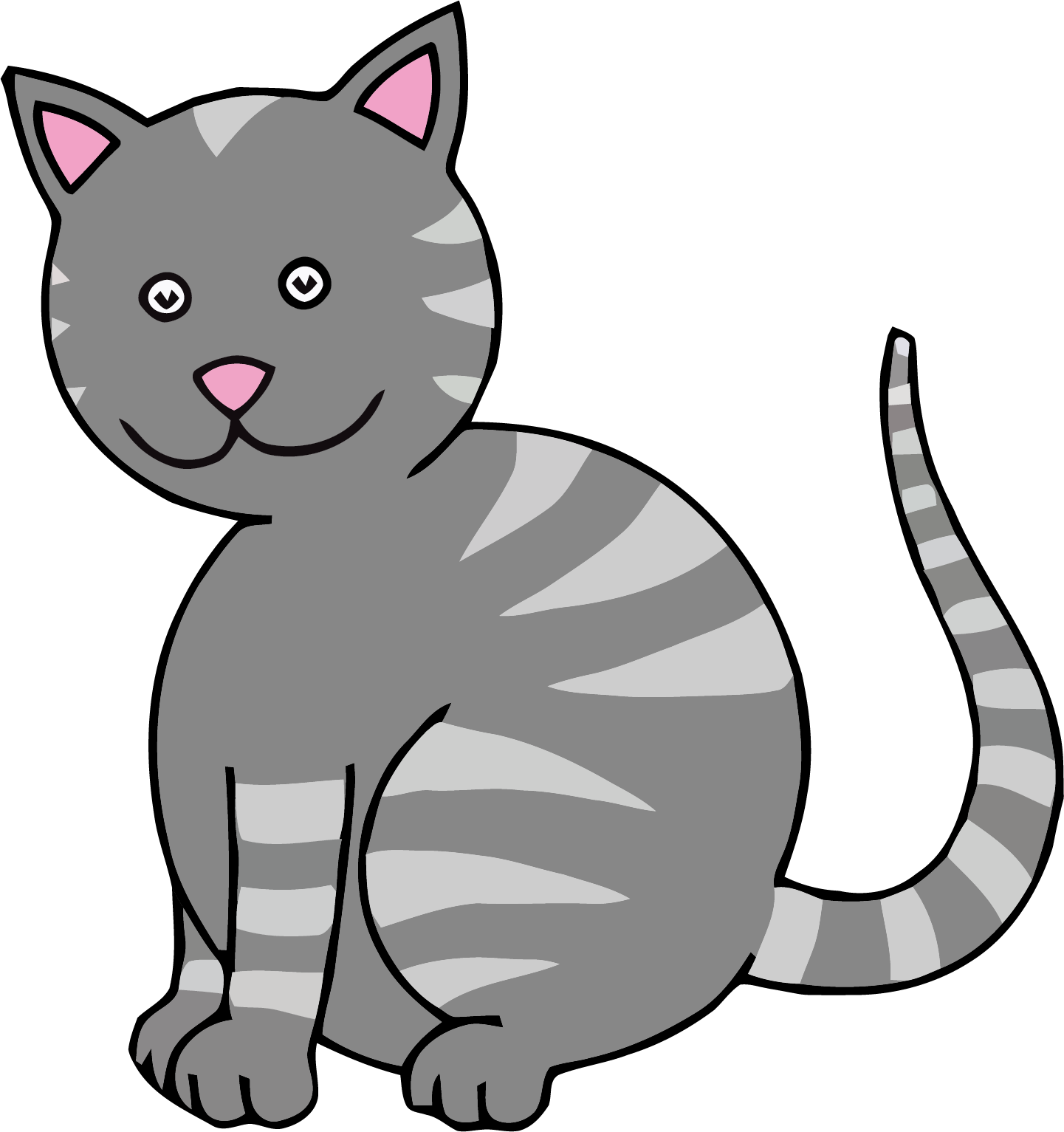Cat Lineart Clip Art Gray Color Cat Clipart Png Clip - Gato Dibujo Color Transparent Png (1441x1533), Png Download