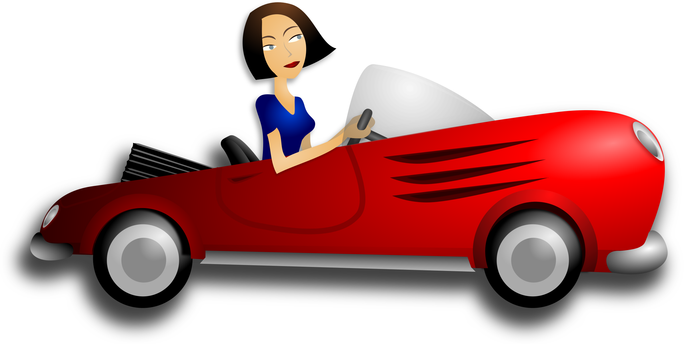 Clipart - Female Driver Clipart - Png Download (2400x1208), Png Download
