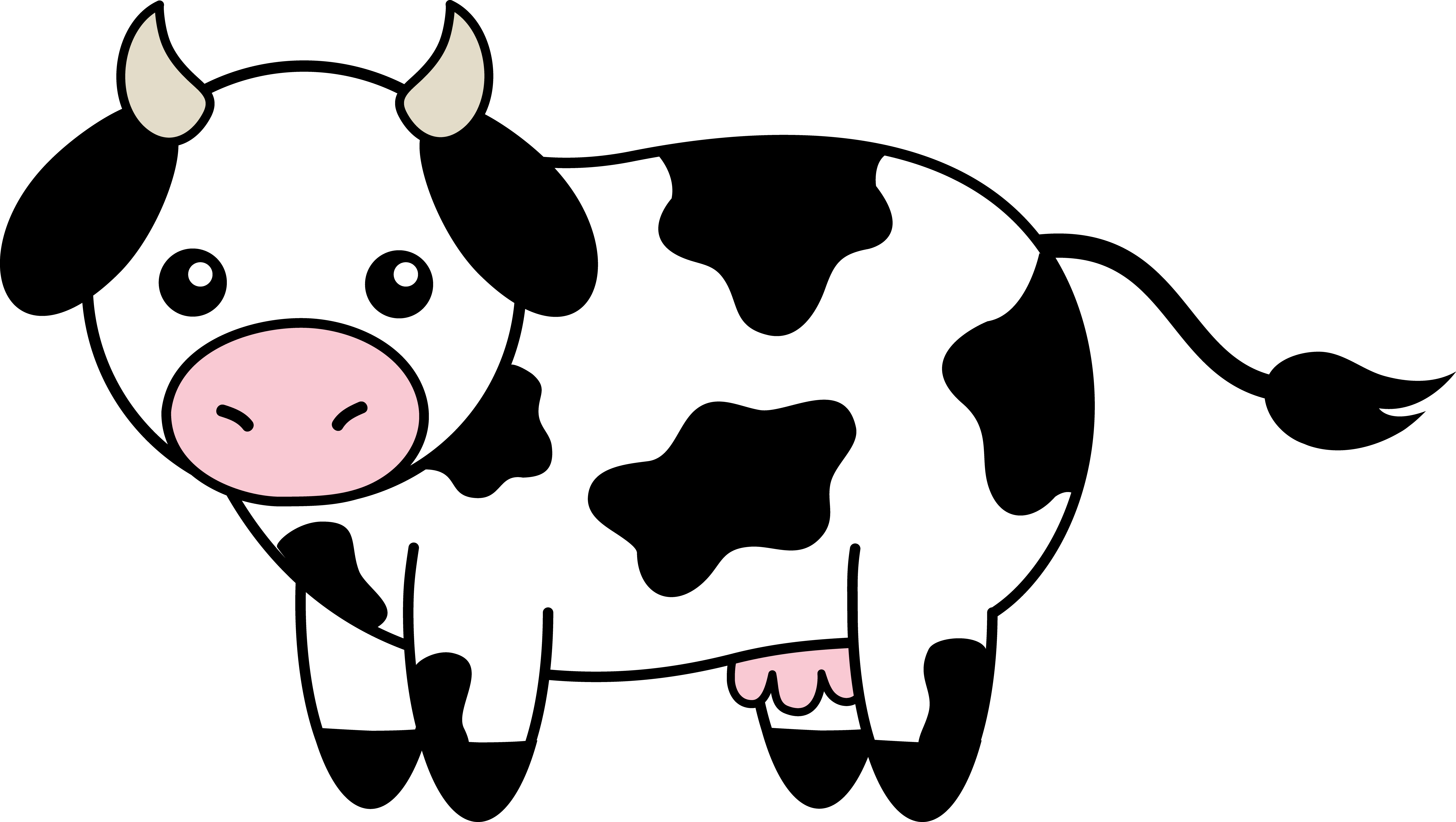 Cow Clipart Black And White - Cow Clipart - Png Download (7510x4240), Png Download