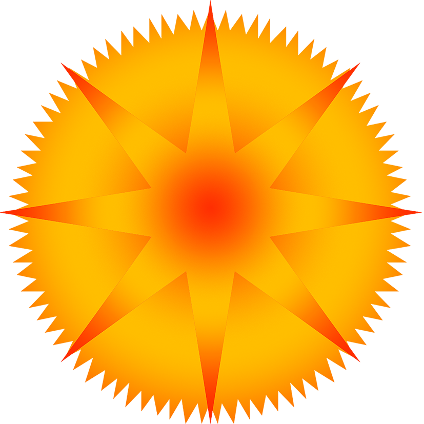 Blue Star With Rays, Orange Star Image - Briggs World Formula Flywheel Clipart (827x827), Png Download