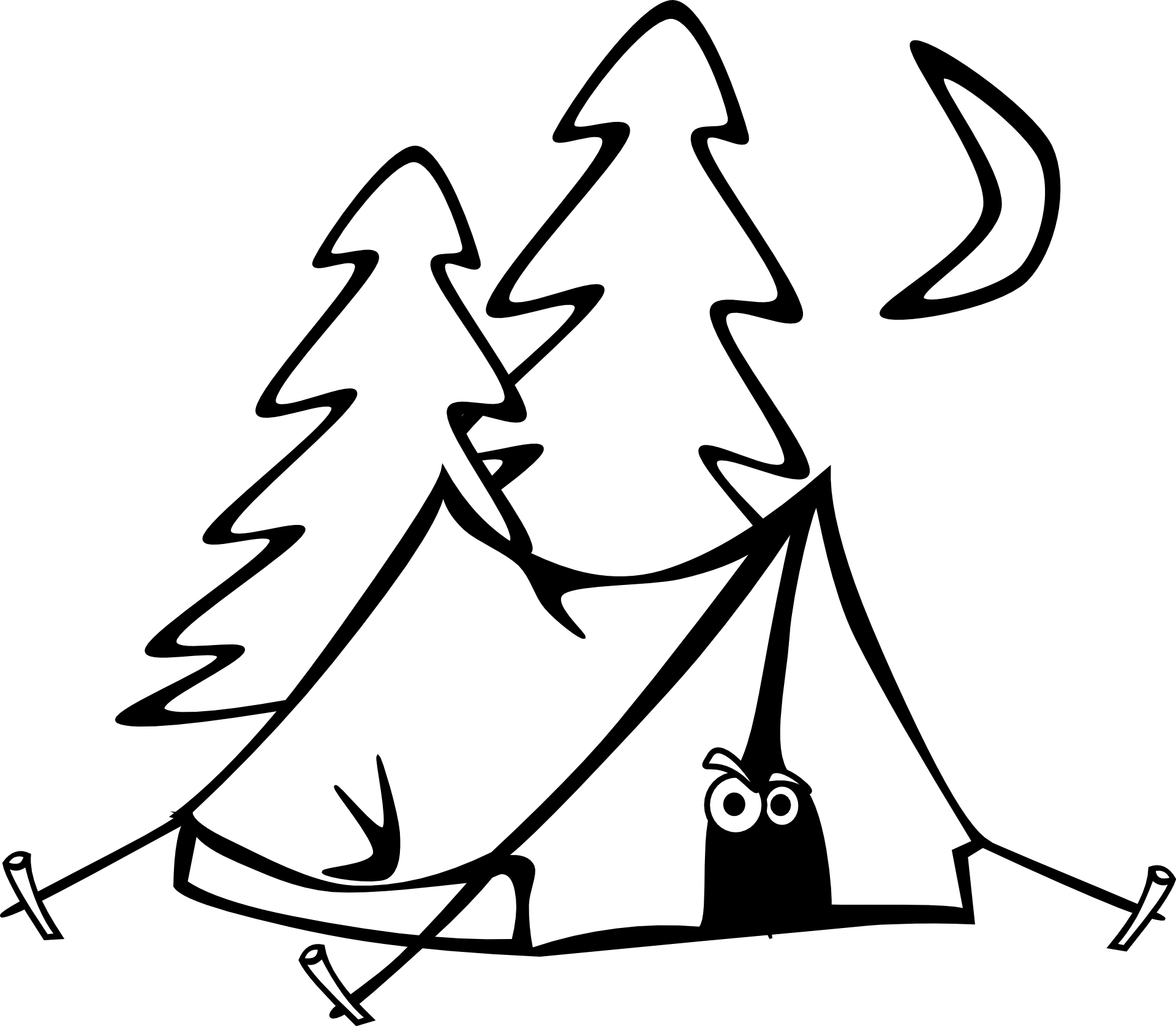 Tent Clip Art - Black And White Tents - Png Download (600x541), Png Download