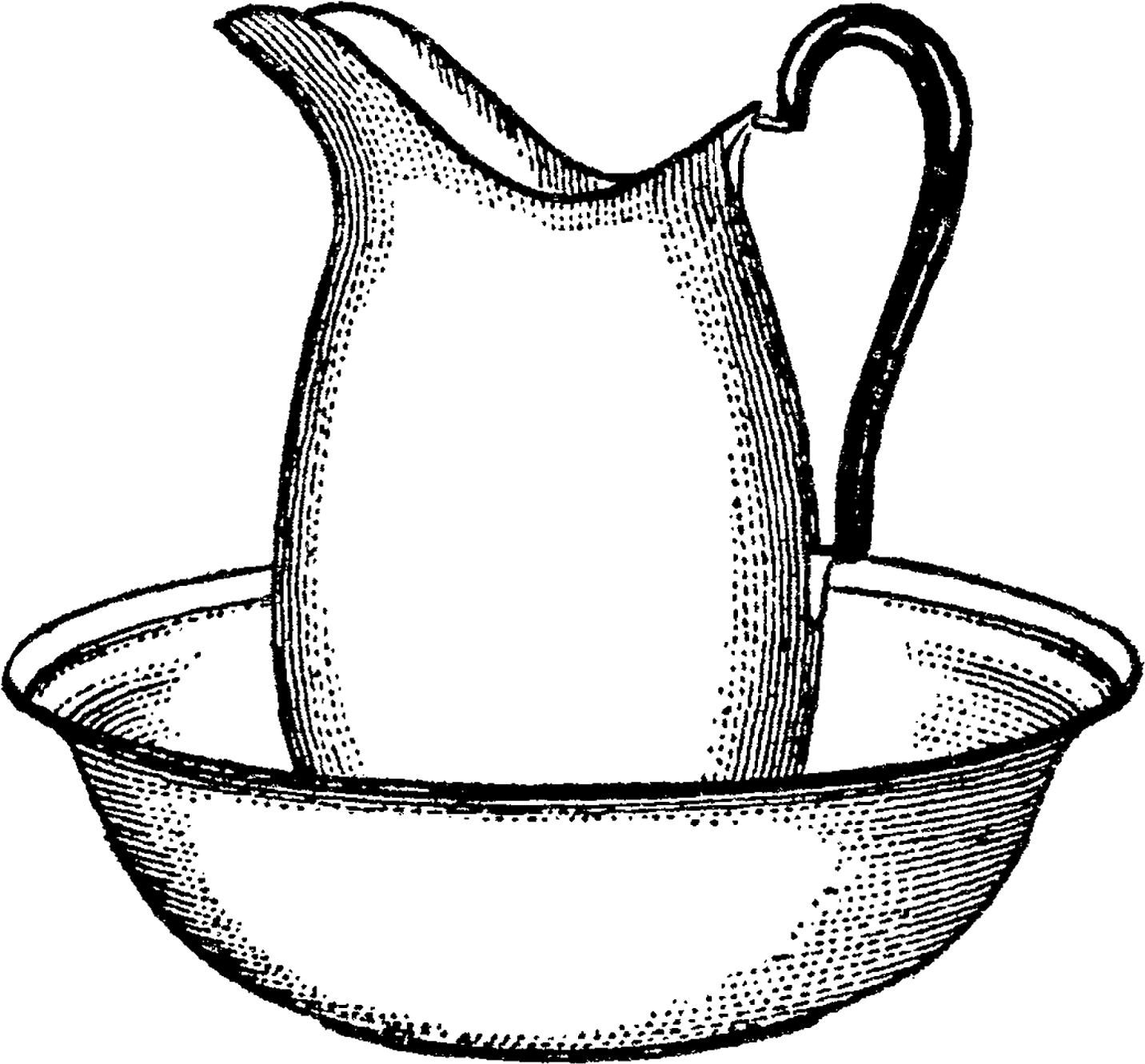 Vintage Pitcher And Bowl Bath Digital Clip Art - Herbalism - Png Download (1600x1478), Png Download