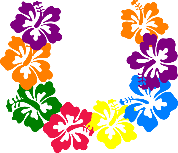 Tropical Flowers Clip Art - Hawaiian Flower Necklace Clipart - Png Download (600x513), Png Download