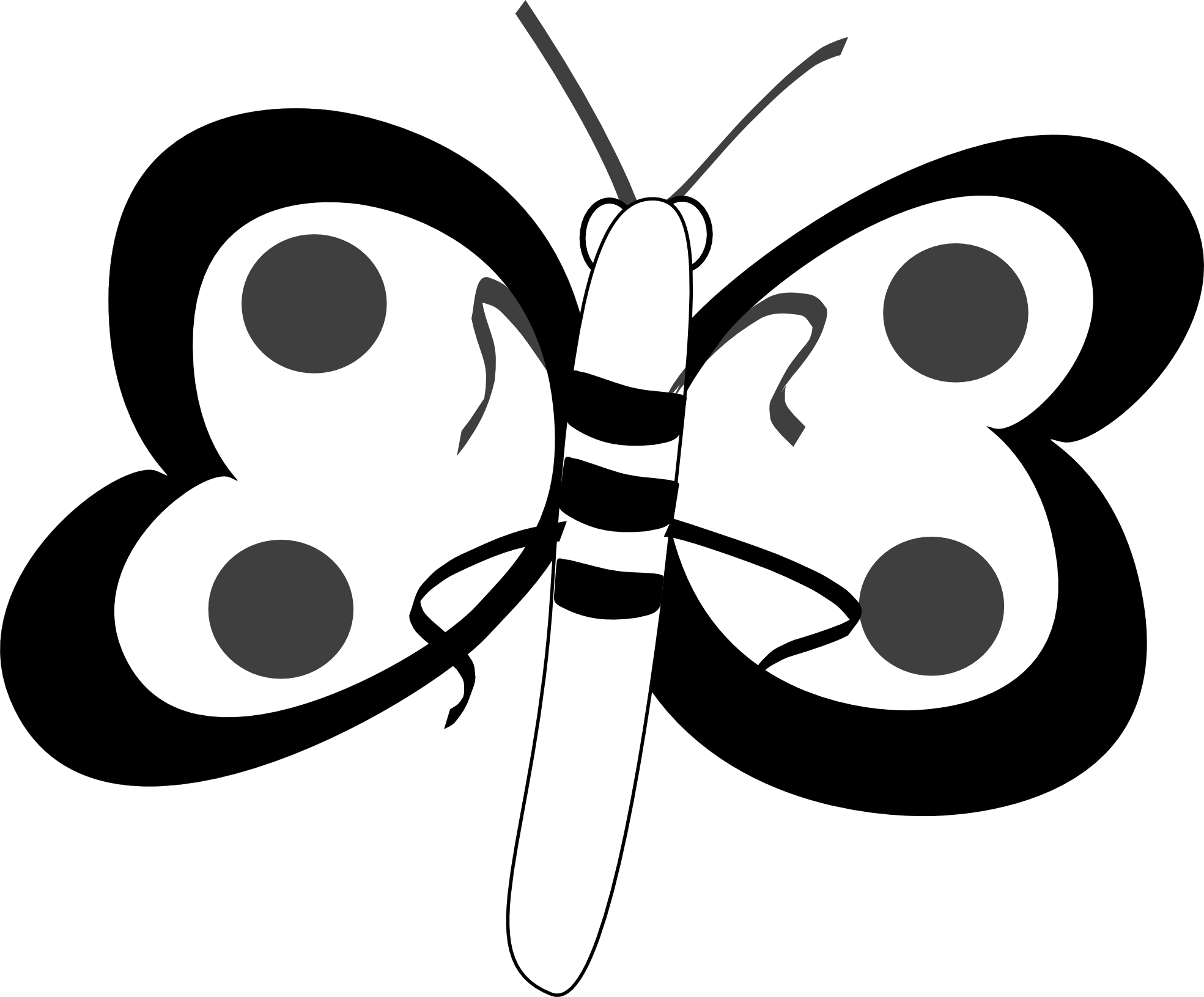 Retro Clipart Butterfly - Butterflyclip Art Black And White - Png Download (1969x1631), Png Download