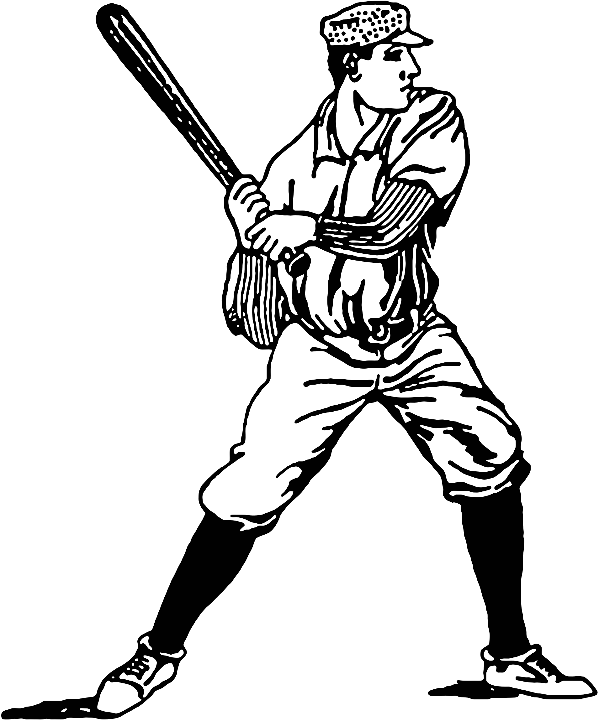 Vintage Baseball Player Clipart - Vintage Baseball Clipart Free - Png Download (1910x2302), Png Download