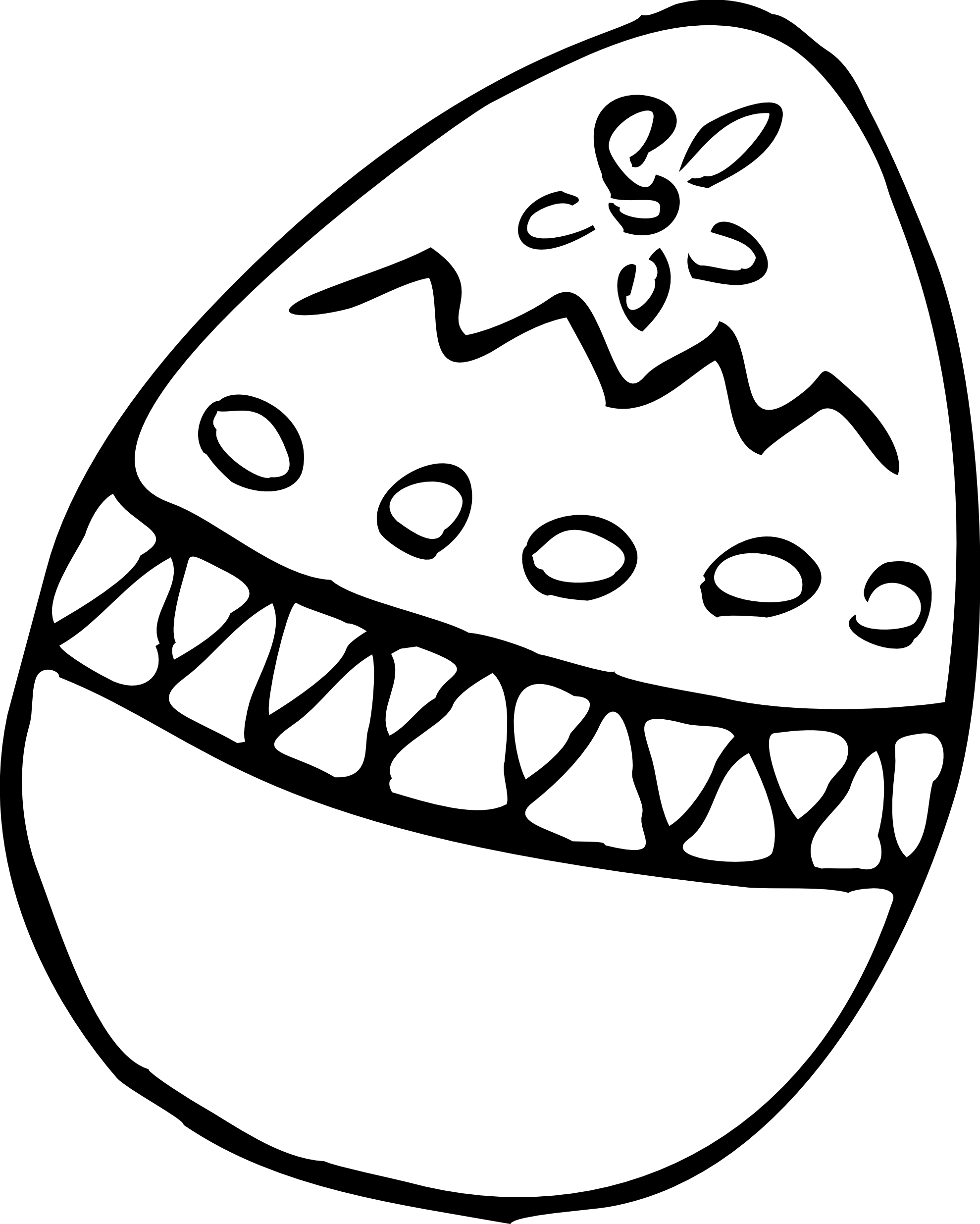 Alligator - Clipart - Black - And - White - Black And White Easter Egg Clip Art - Png Download (1979x2471), Png Download