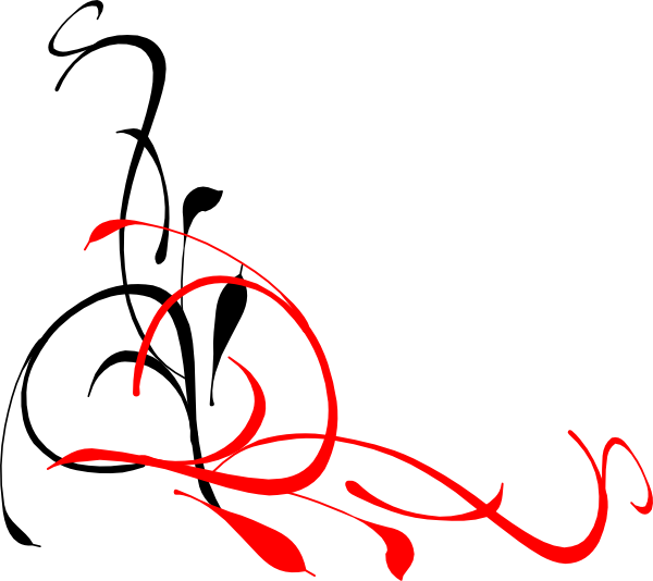 Red And Black Swirl Design Clipart (600x534), Png Download