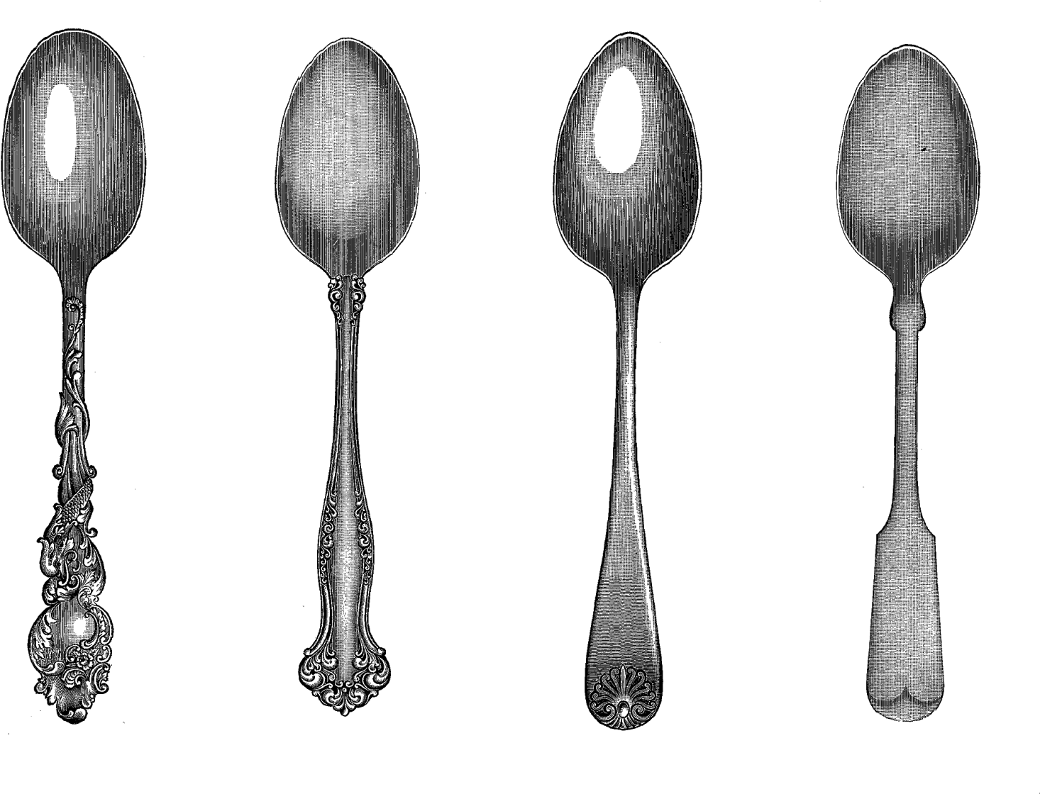 Vintage Spoon Clip Art - Spoon Vintage - Png Download (1600x1201), Png Download