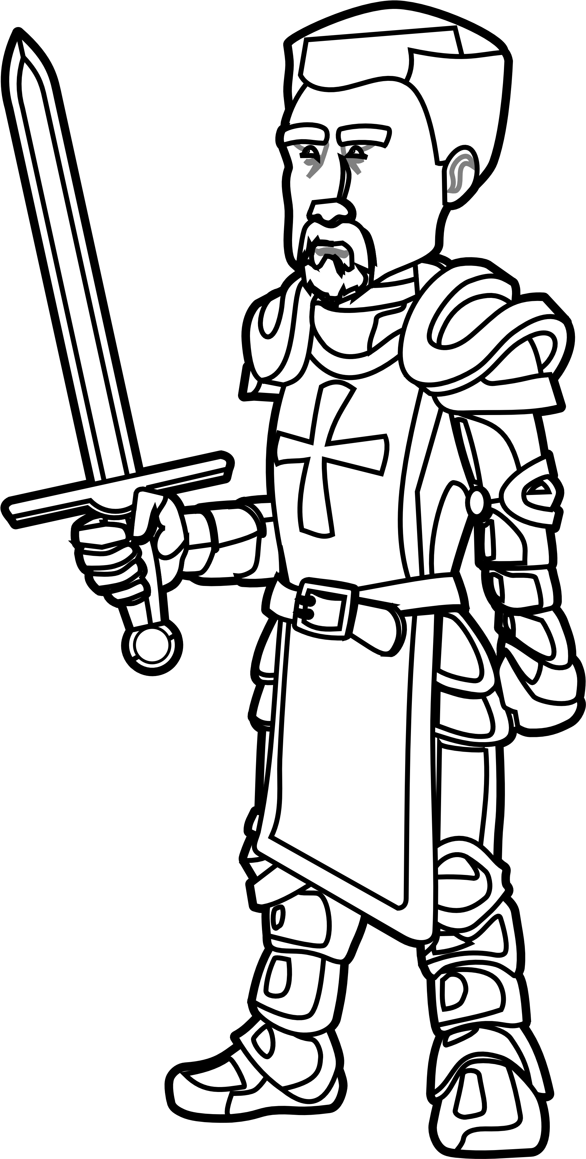 Knight Clipart Clipart - Knight Clip Art Black And White - Png Download (555x1102), Png Download