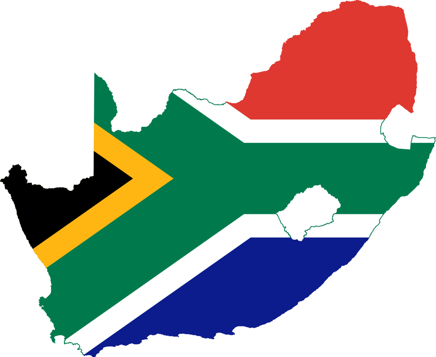 Clip Art South - South Africa Flag Map - Png Download (1331x1088), Png Download