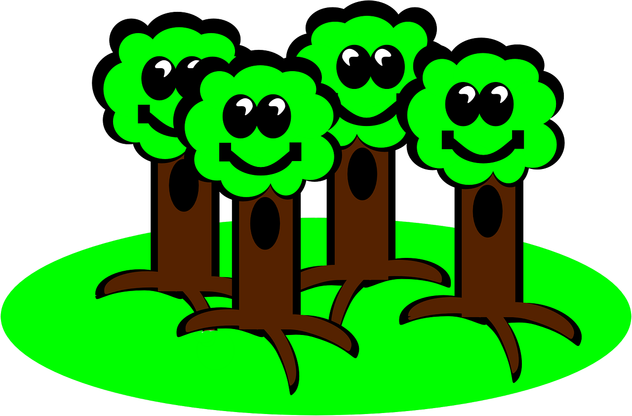 Clip Art Save Trees - Cartoon Trees With Faces - Png Download (1280x842), Png Download