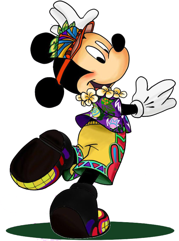 Hawaii Clipart Mickey - Hawaiian Mickey And Minnie - Png Download (588x800), Png Download