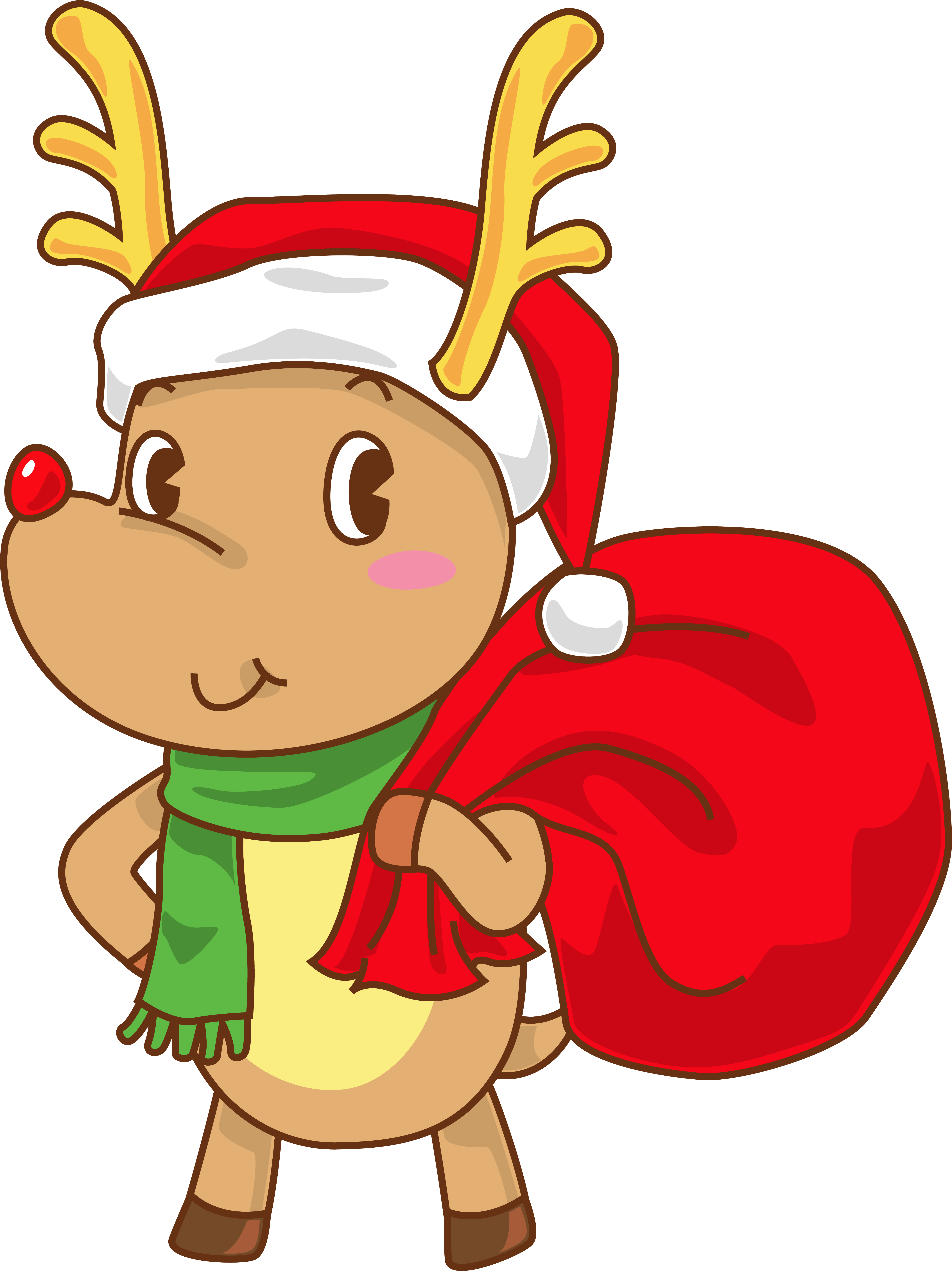Rudolph With Santa Hat Clipart (5474x7183), Png Download