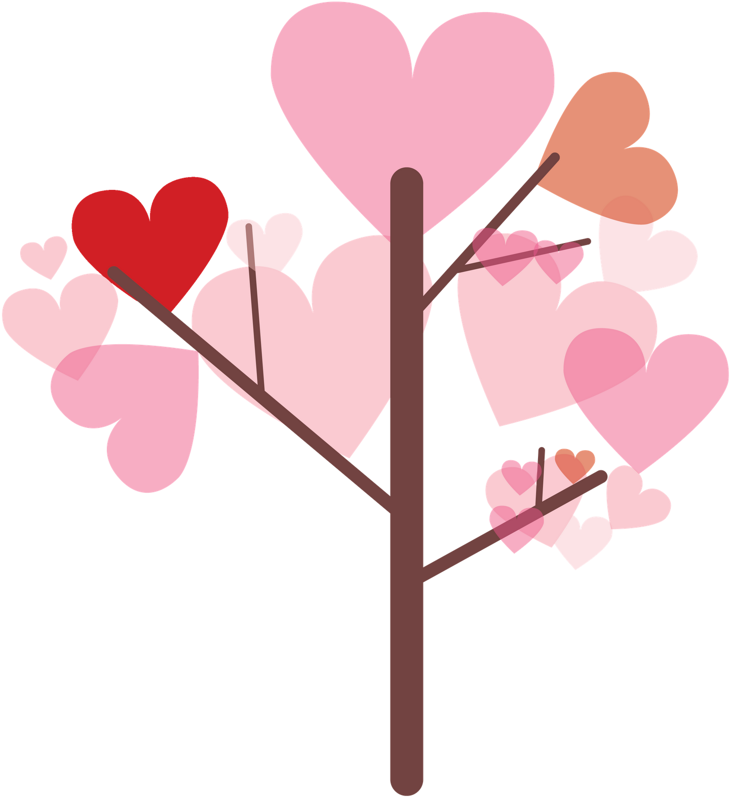 Lovebirds Clipart - Clipart Library - Clipart Library - Pink Hearts Tree Stainless Steel Milk Cup Caricature - Png Download (1475x1600), Png Download