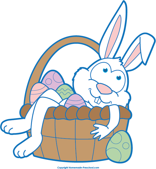 Free Bunny Clipart Free Easter Bunny Clipart Music - Easter Bunny With Basket Clip Art - Png Download (546x593), Png Download