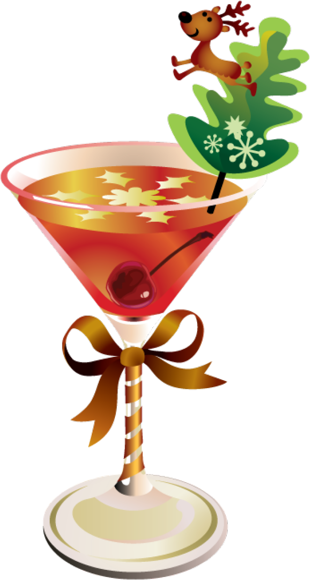 Alcohol Clipart Holiday - Christmas Cocktail Clipart - Png Download (640x1179), Png Download