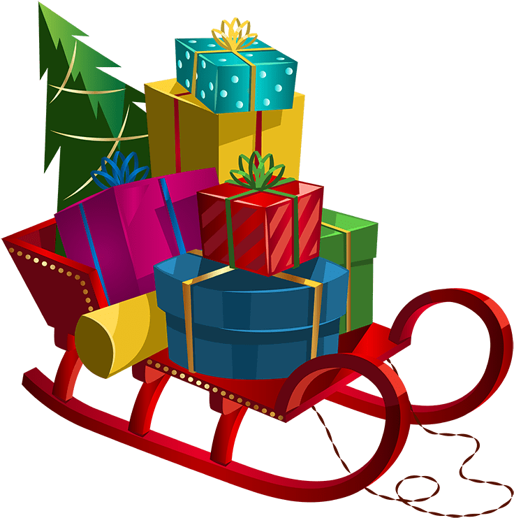 Download Clip Art Transparent Library Free On Dumielauxepices - Christmas Sleigh With Presents - Png Download (596x600), Png Download