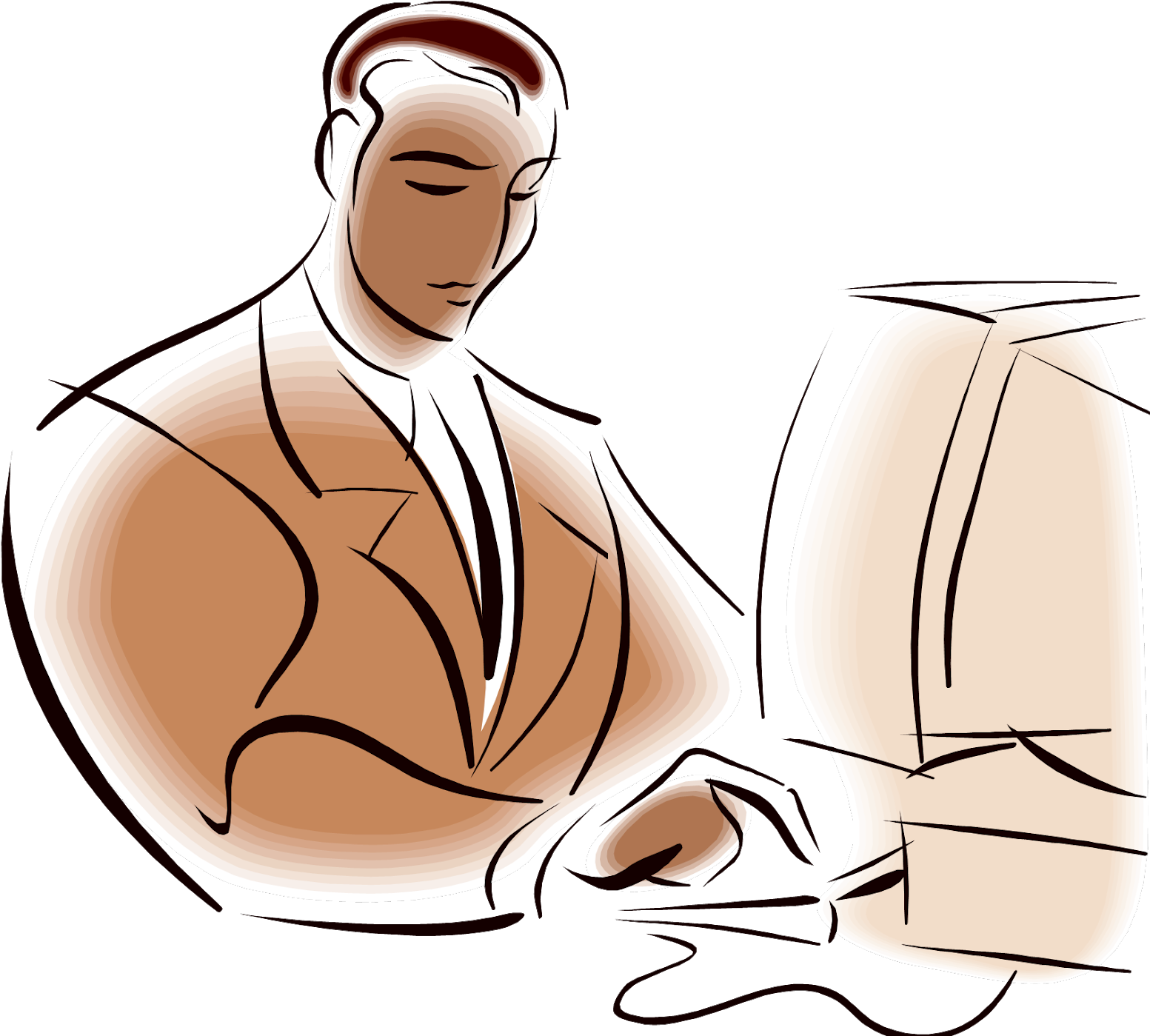 Collection Of Free Indicting Download On Ubisafe - Man Using Computer Clip Art - Png Download (1600x1410), Png Download