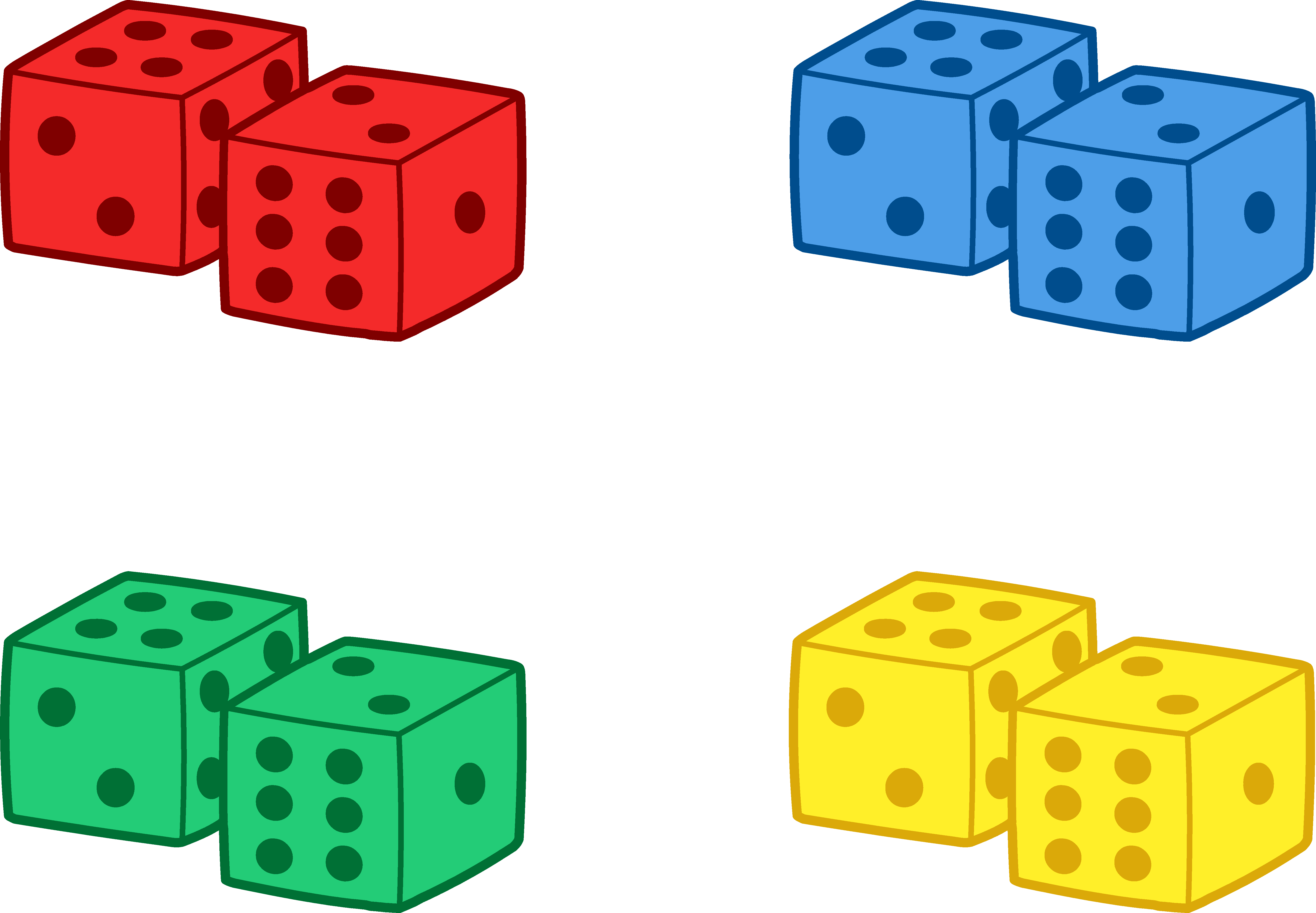 Set Of Colorful Playing Dice - Set Of Objects Clipart - Png Download (5896x4089), Png Download