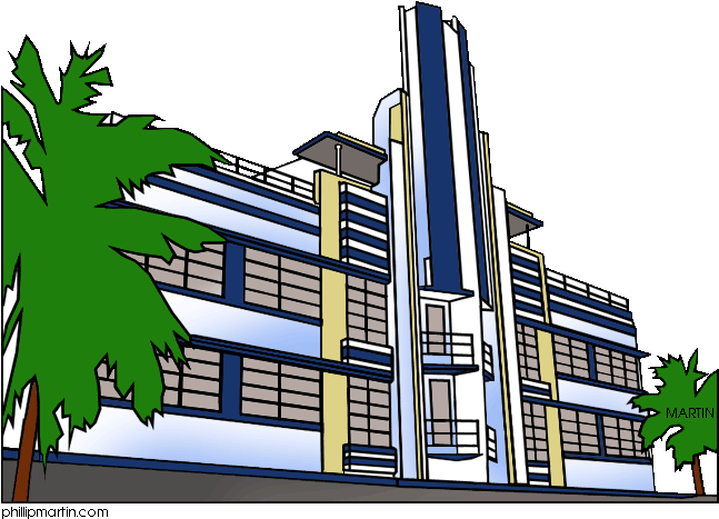 Famous Landmarks Of Florida Miami Art Deco - Art Deco Historic District Clipart (648x486), Png Download