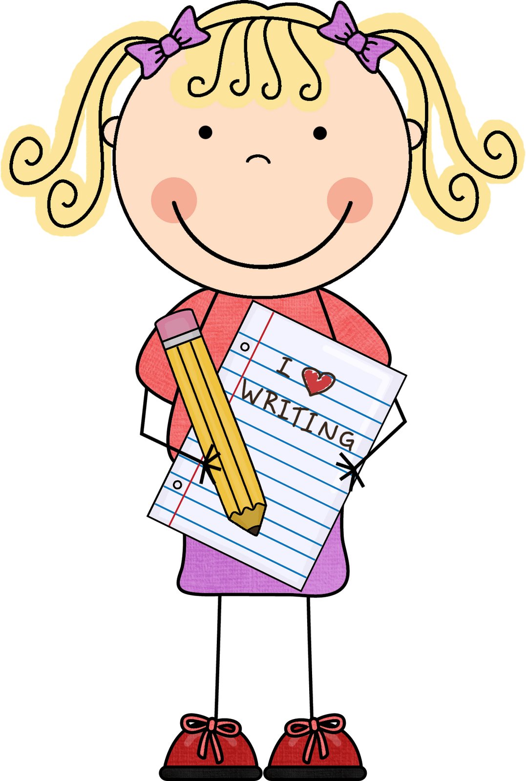 Girls Word Cliparts - Clipart Writing Kids - Png Download (1077x1600), Png Download