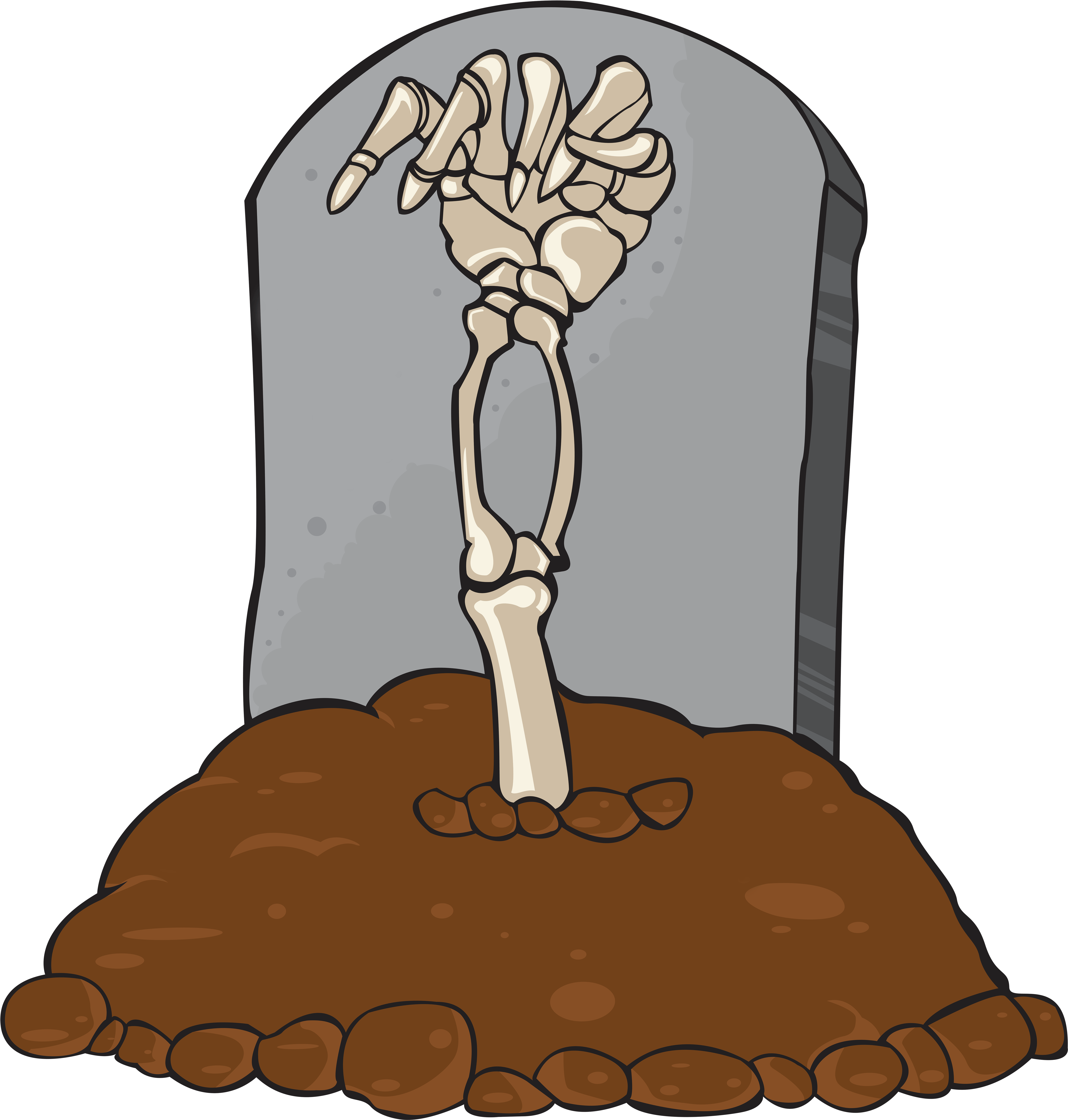 Gravestone Tomb And Skeleton Hand Png Clip Art Imageu200b - Skeleton Hand Coming Out Of Grave Transparent Png (6663x7000), Png Download