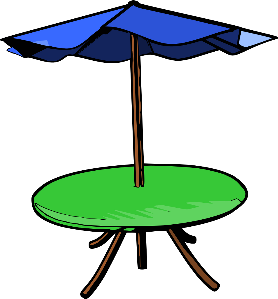 Picnic Table Clipart End Summer - Picnic Table With Umbrella Clipart - Png Download (838x900), Png Download