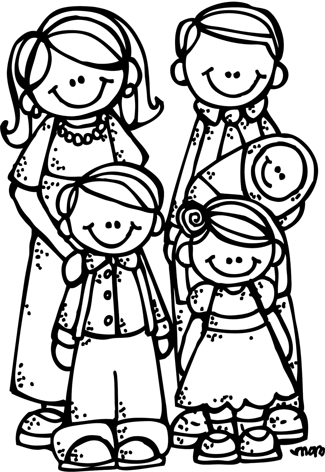 Military Clip Art Free - Family Portrait For Coloring - Png Download (1101x1600), Png Download