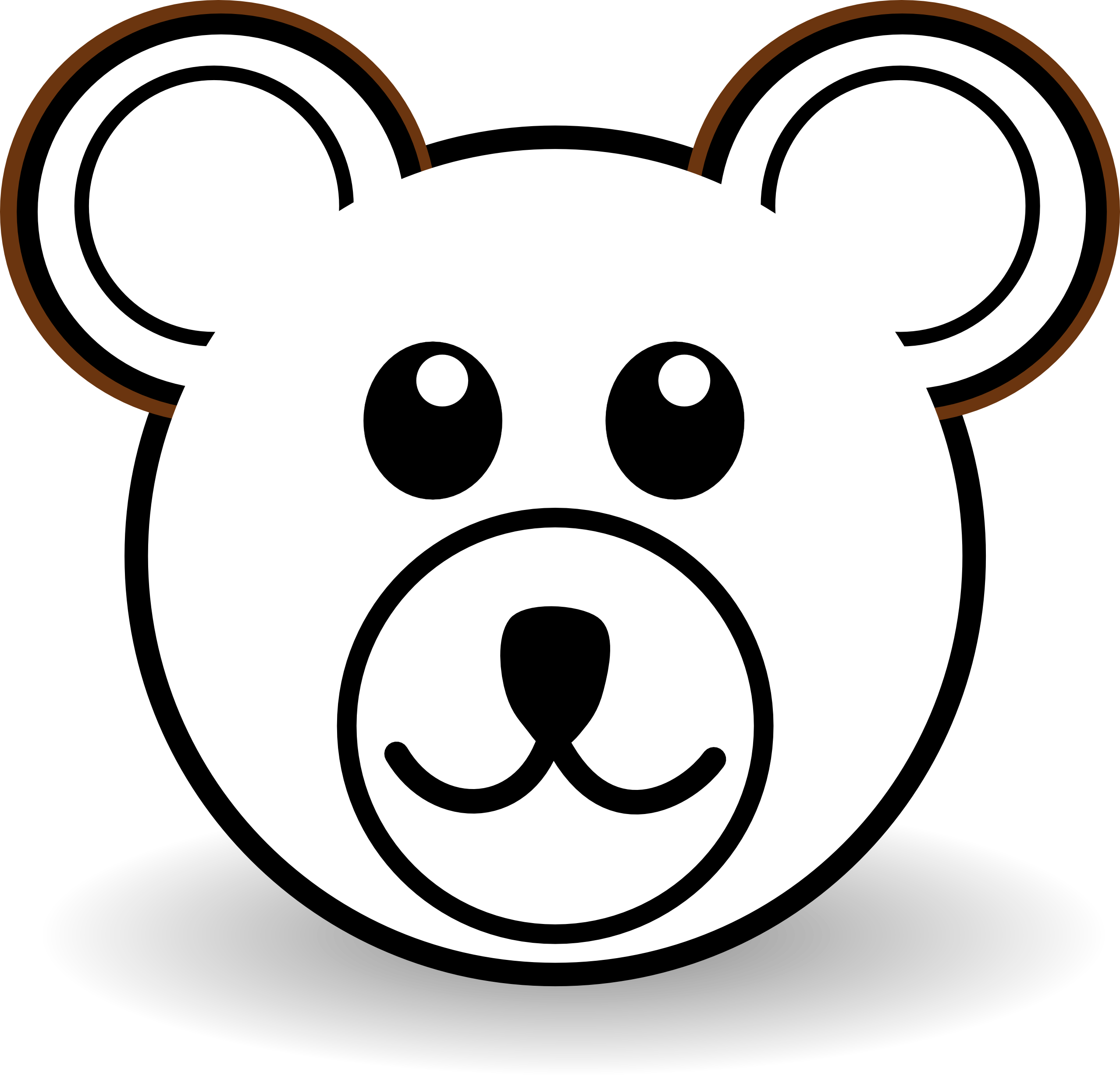 Black Bear Clipart Line Drawing - Colouring Page Animal Face - Png Download (2555x2456), Png Download