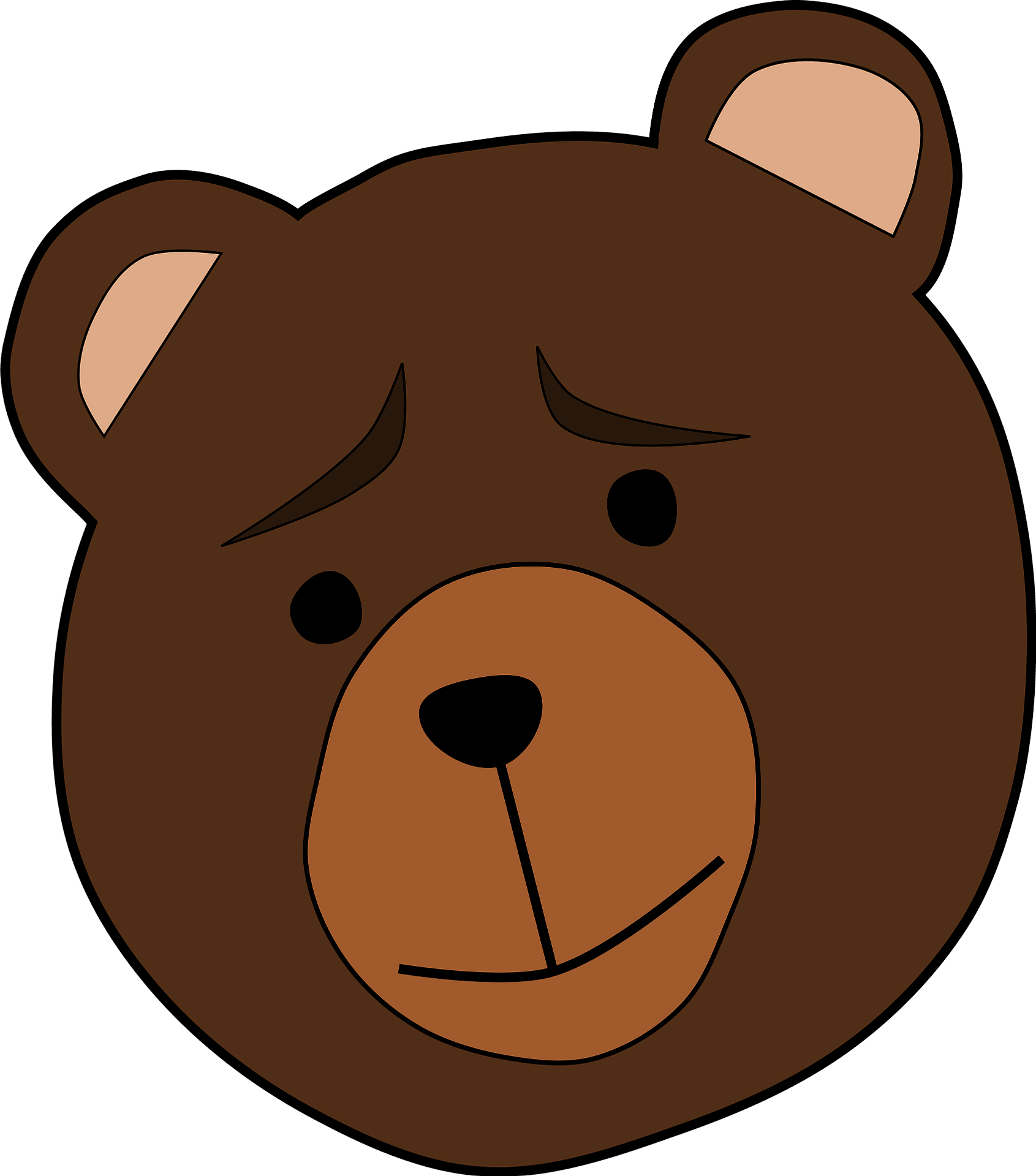 American Black Bear Giant Panda Polar Bear Grizzly - Sad Bear Face Cartoon Clipart (530x750), Png Download