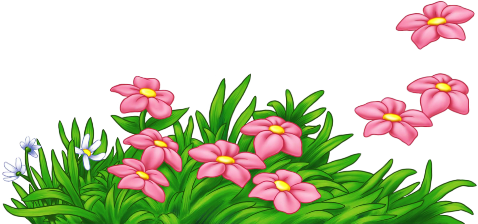 Download Grass With Flowers Png Clipart Cartoon Flowers And Grass