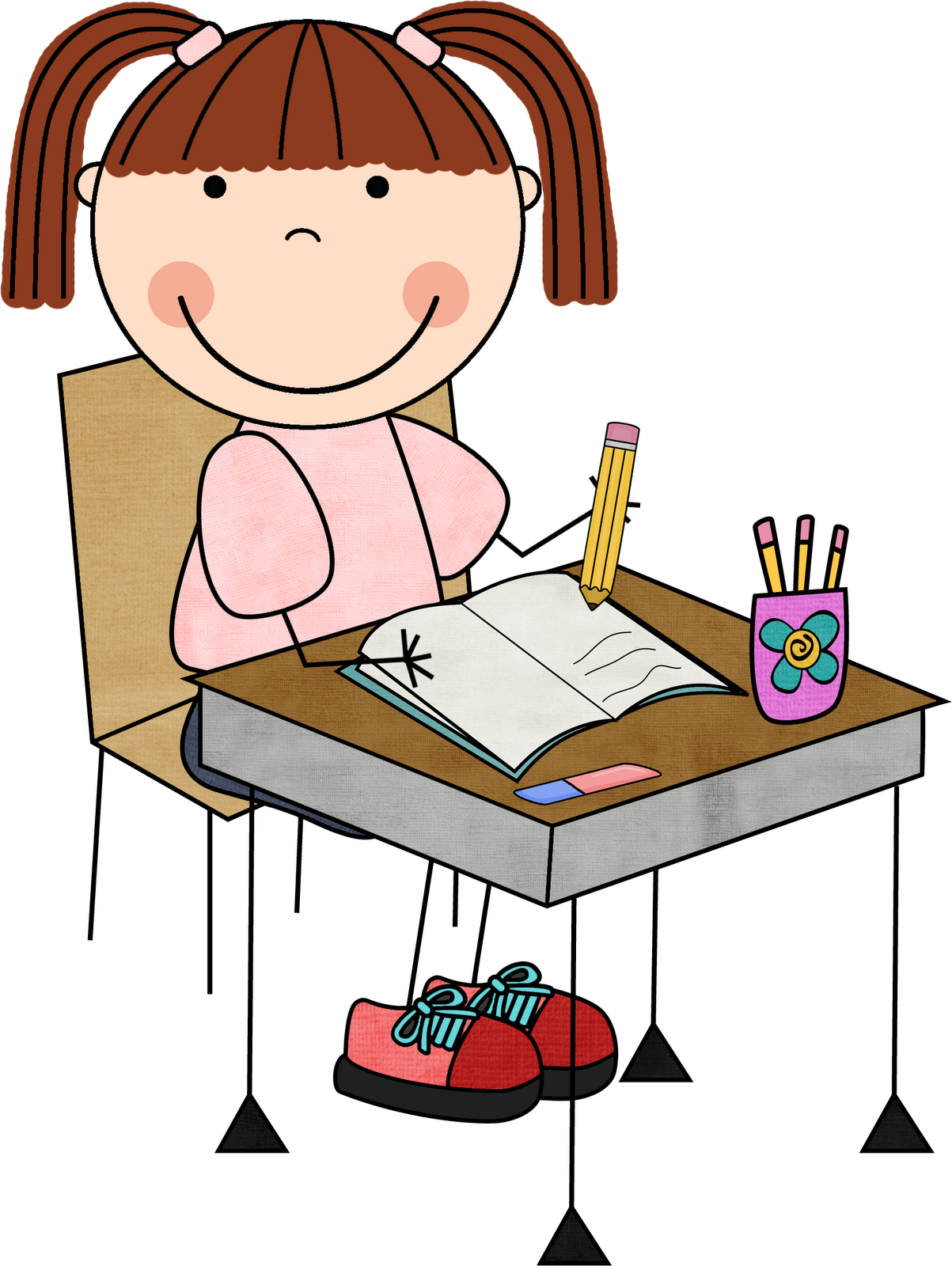 Girl Student Working Clipart Clip Art Library - Student Writing Clip Art - Png Download (1203x1600), Png Download