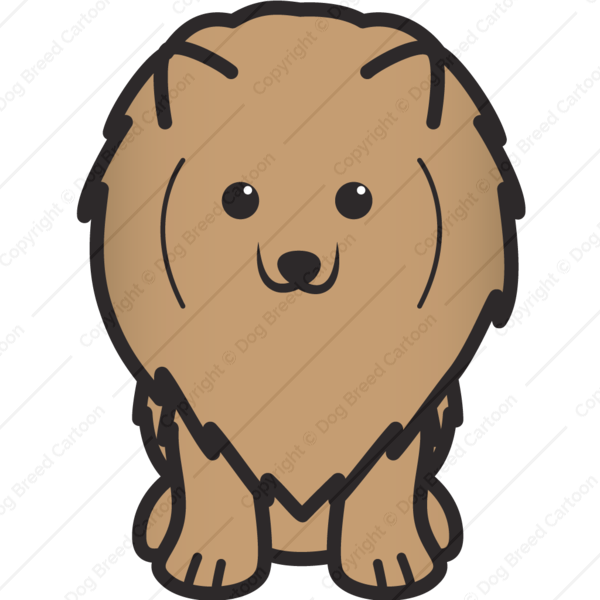 Pomeranian Clipart Transparent - Pomeranian Dog Cartoon Wristlet, Pale Blue/lavender - Png Download (600x600), Png Download
